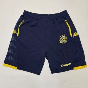 Kappa Maccabi Tel Aviv FC Soccer Training Shorts Mens Large Navy Blue Yellow
